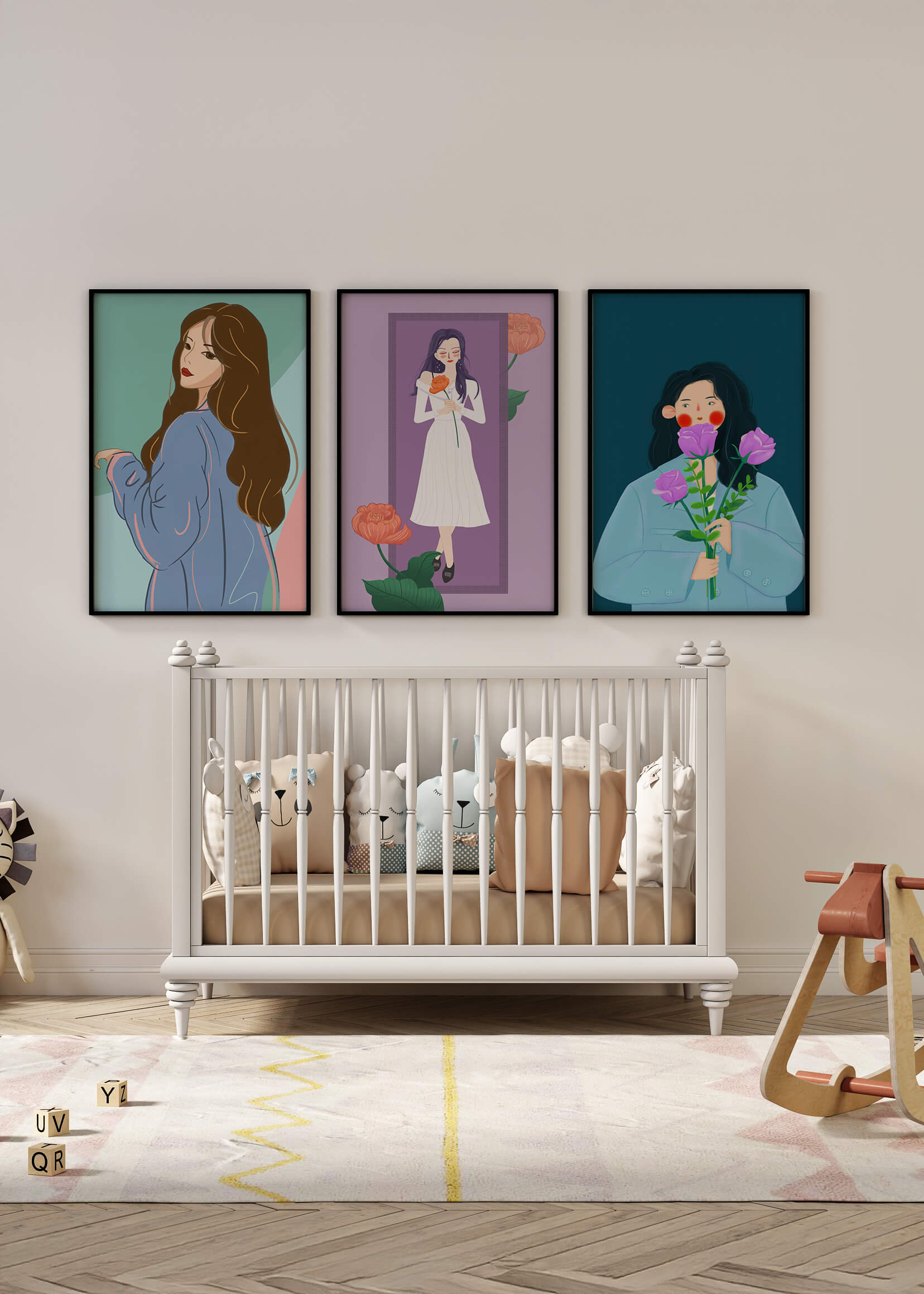 Ilustraciones Modernas De Mujeres Con Flores