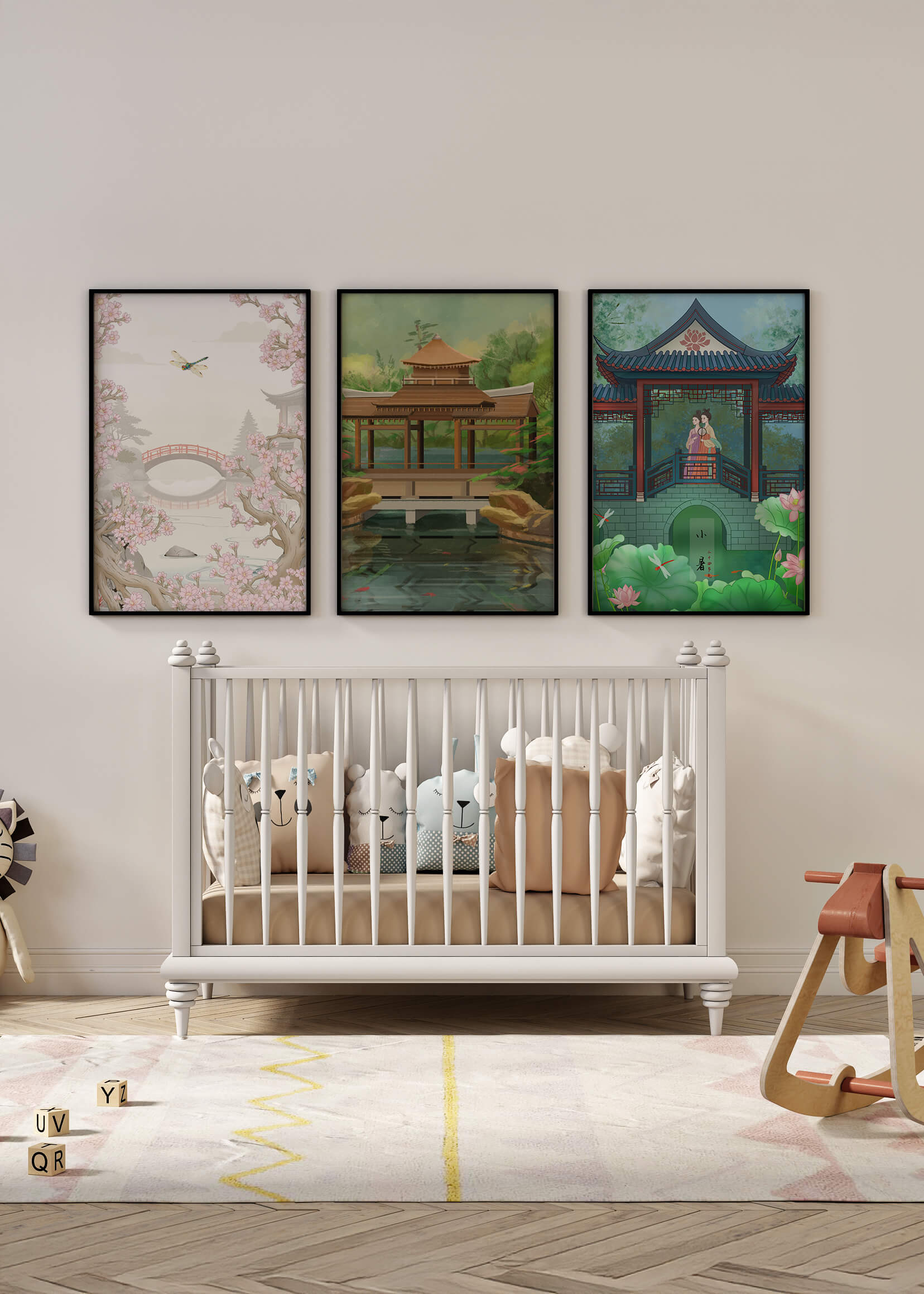 Triptyque de paysages asiatiques en impressions artistiques