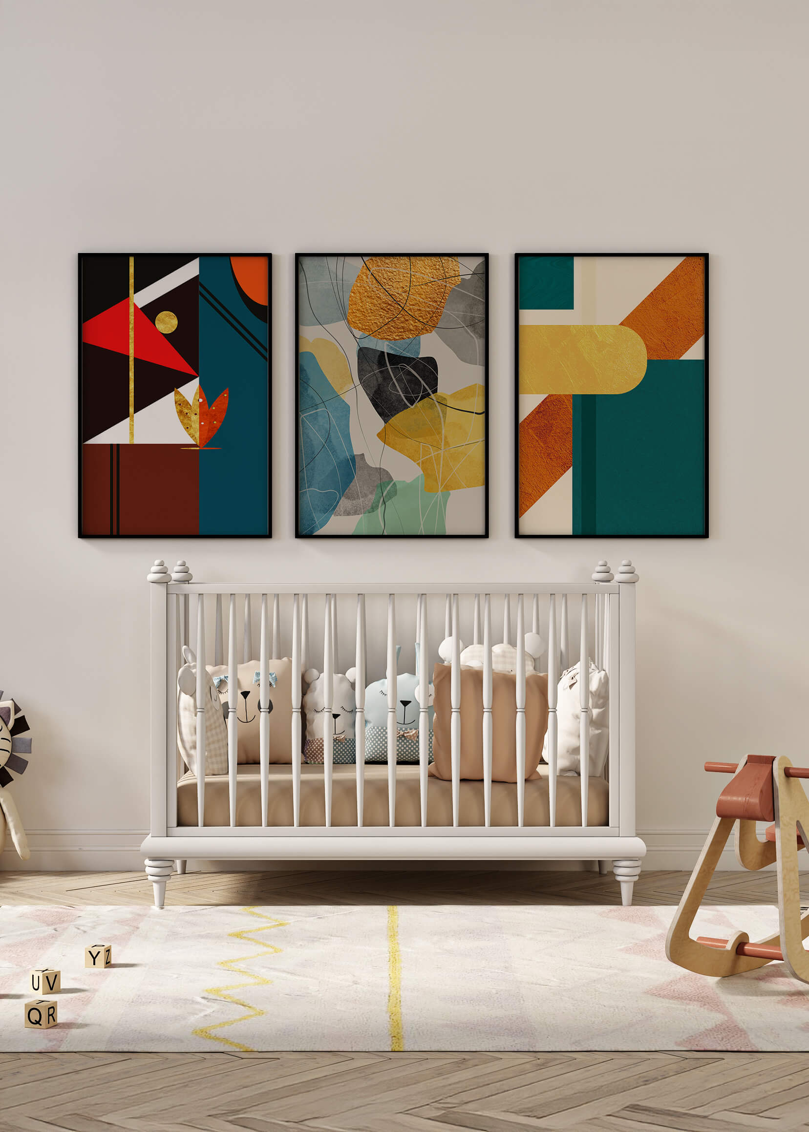 Arte Abstracto Moderno Con Elementos Geométricos Y Detalles Dorados