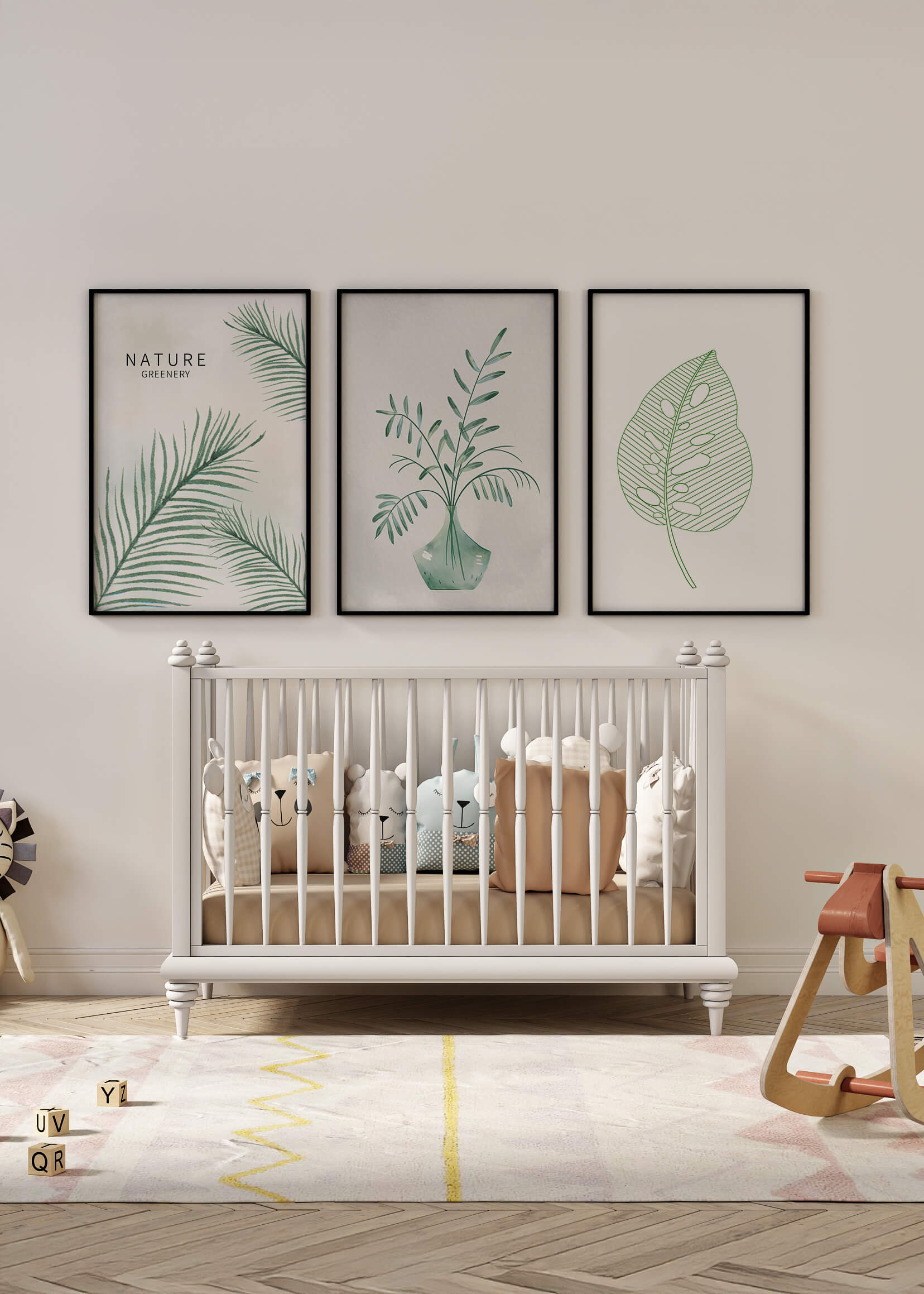 Conjunto de Impresiones de Arte Botánico en Verde