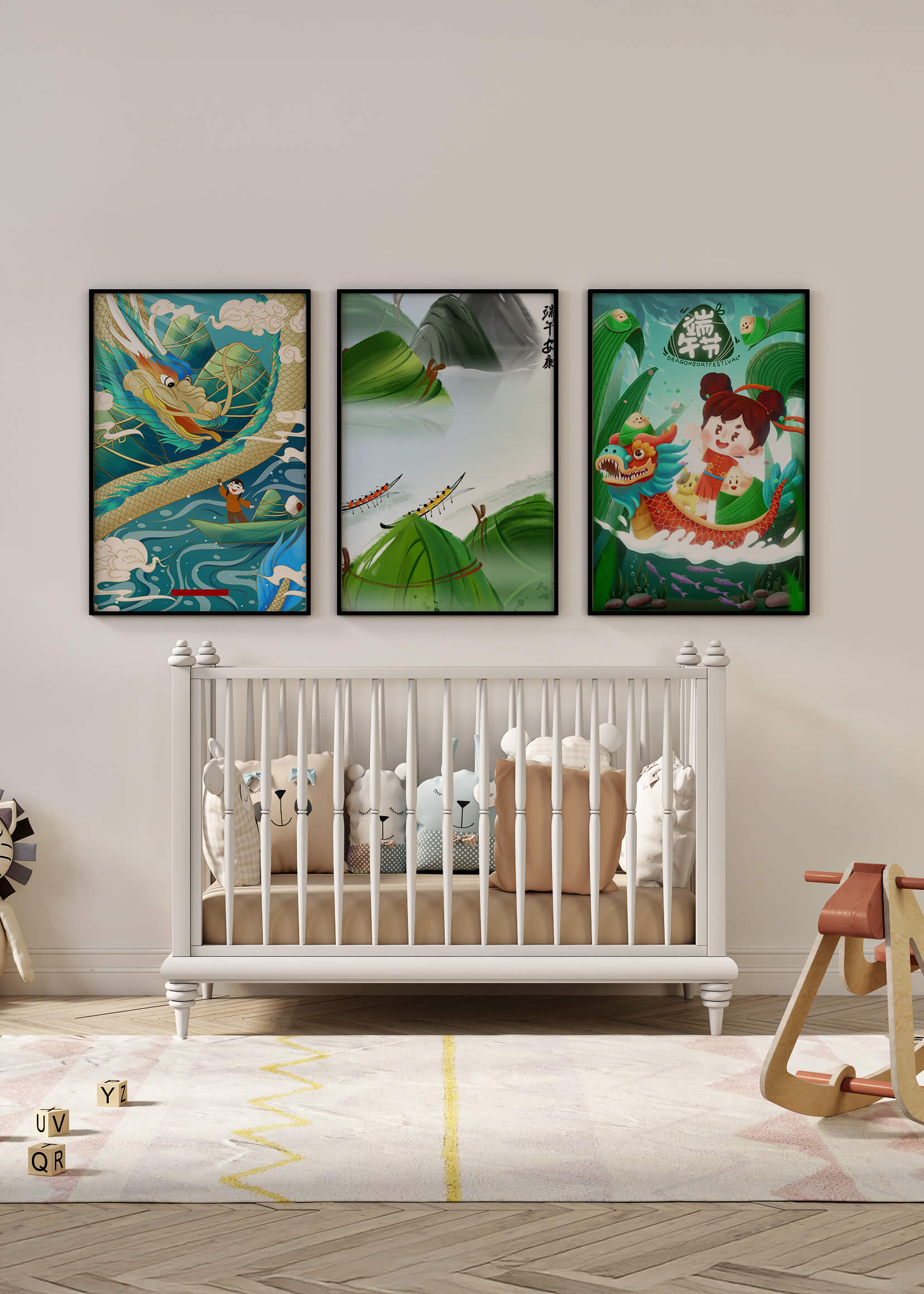 Imprimés thématiques avec des motifs de dragons et de nature