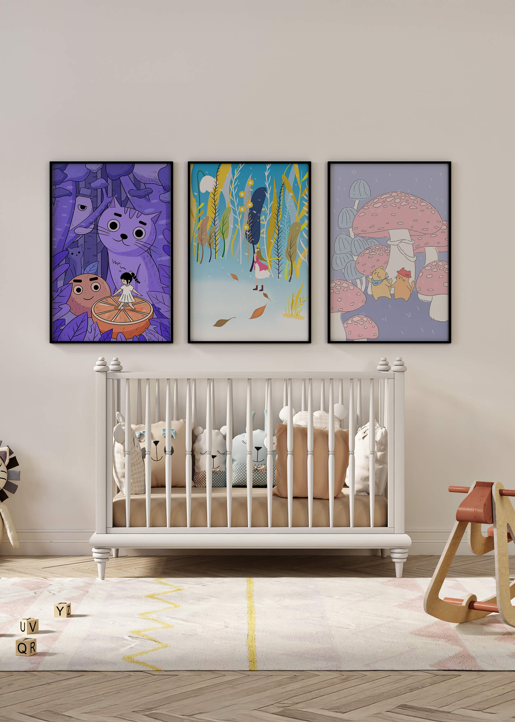 Ilustraciones Coloridas y Creativas Presentadas Sin Marco