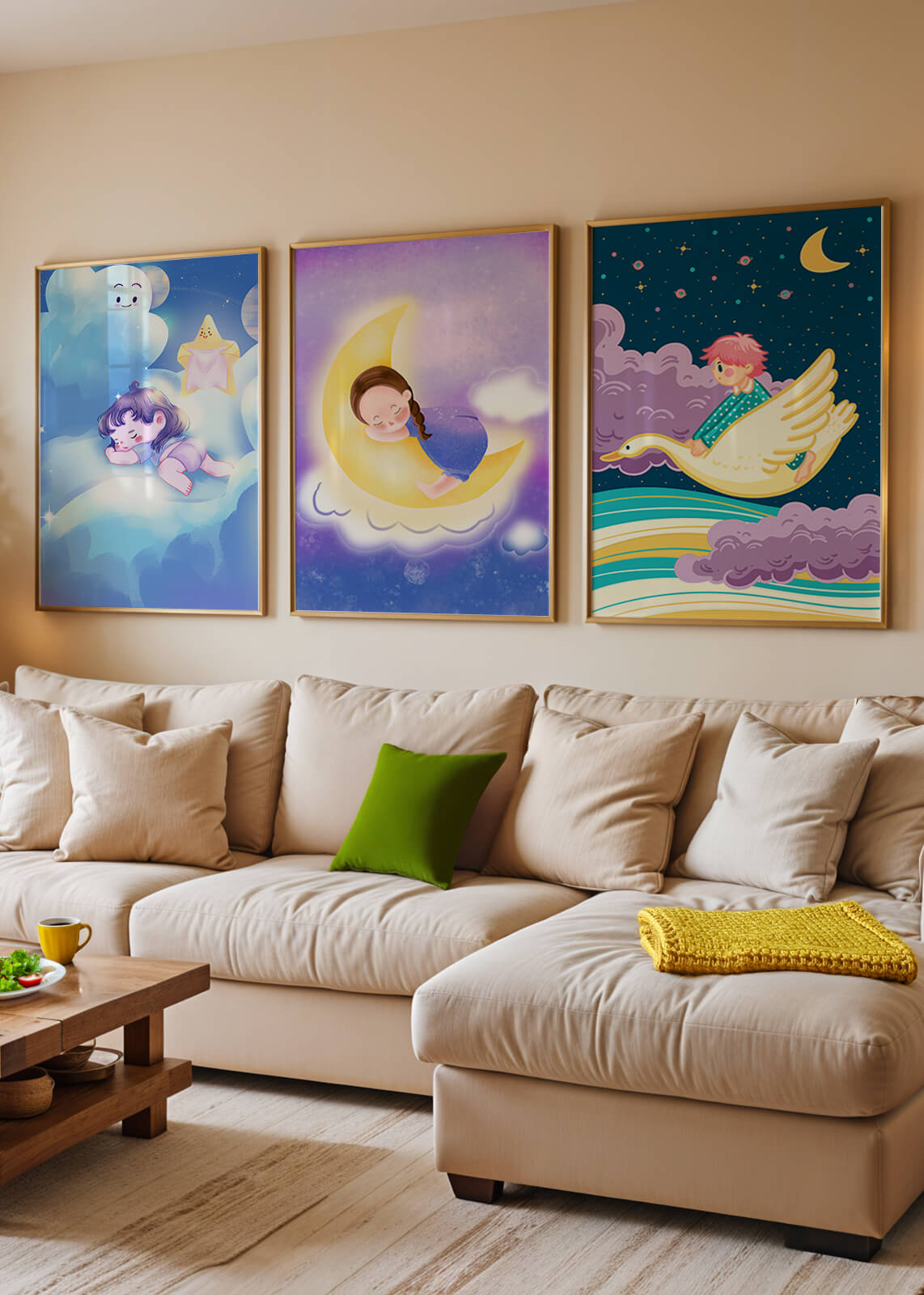 Pósteres Infantiles De Cielo Nocturno Con Niños Durmiendo