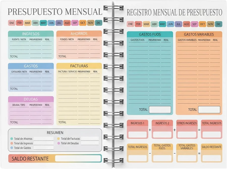 Monthly budget planner A4