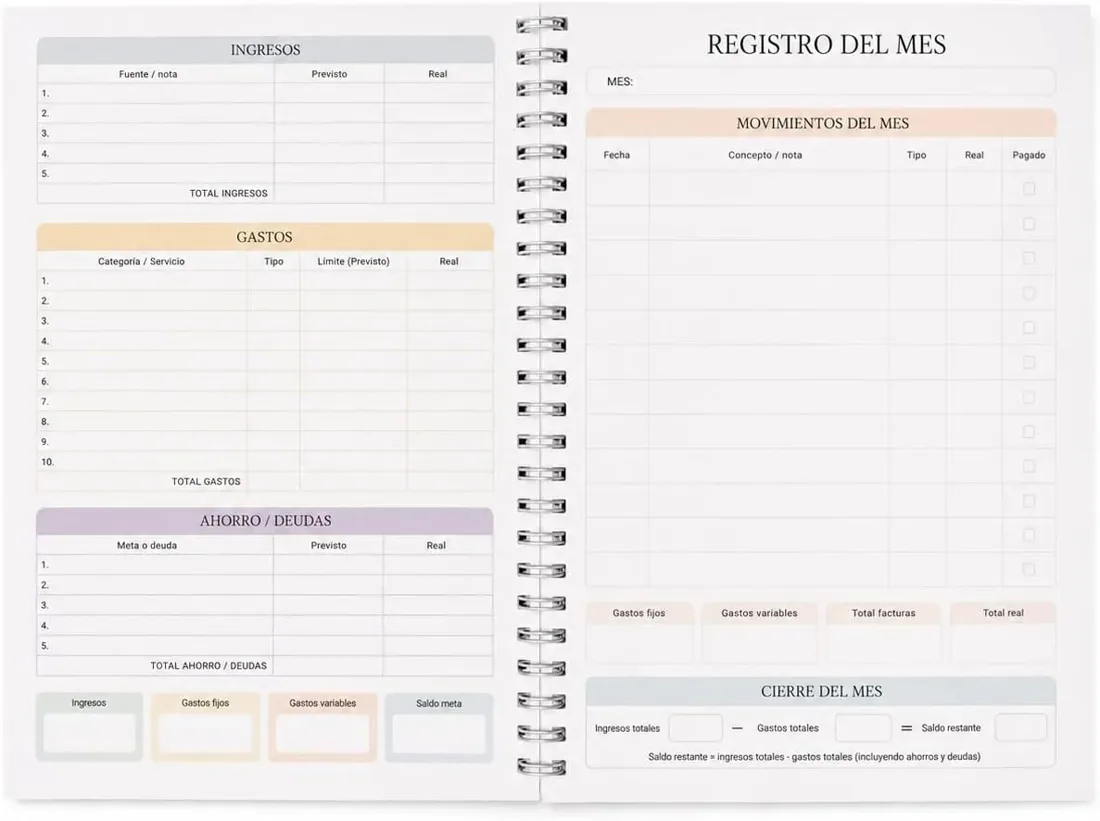 Monthly budget planner A5
