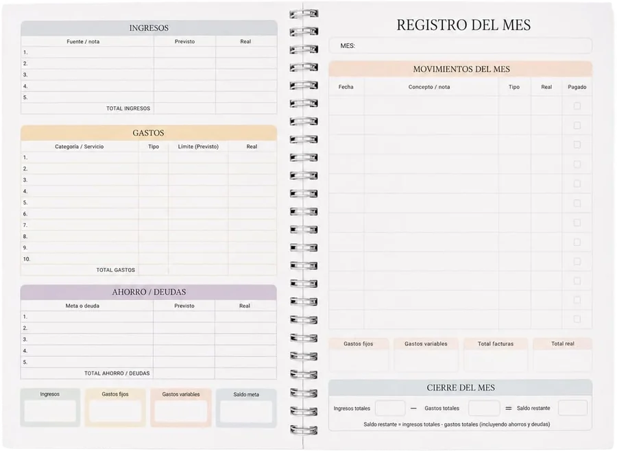 Monthly budget planner A5