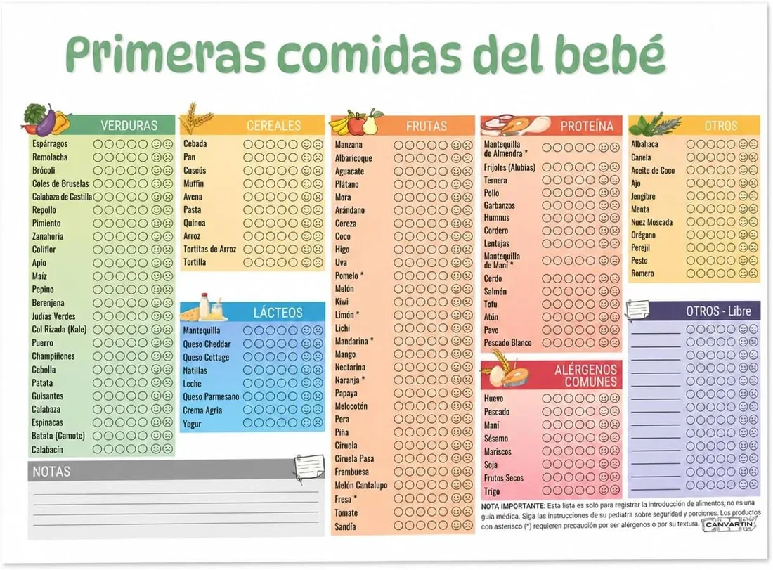 Baby food chart poster A3+