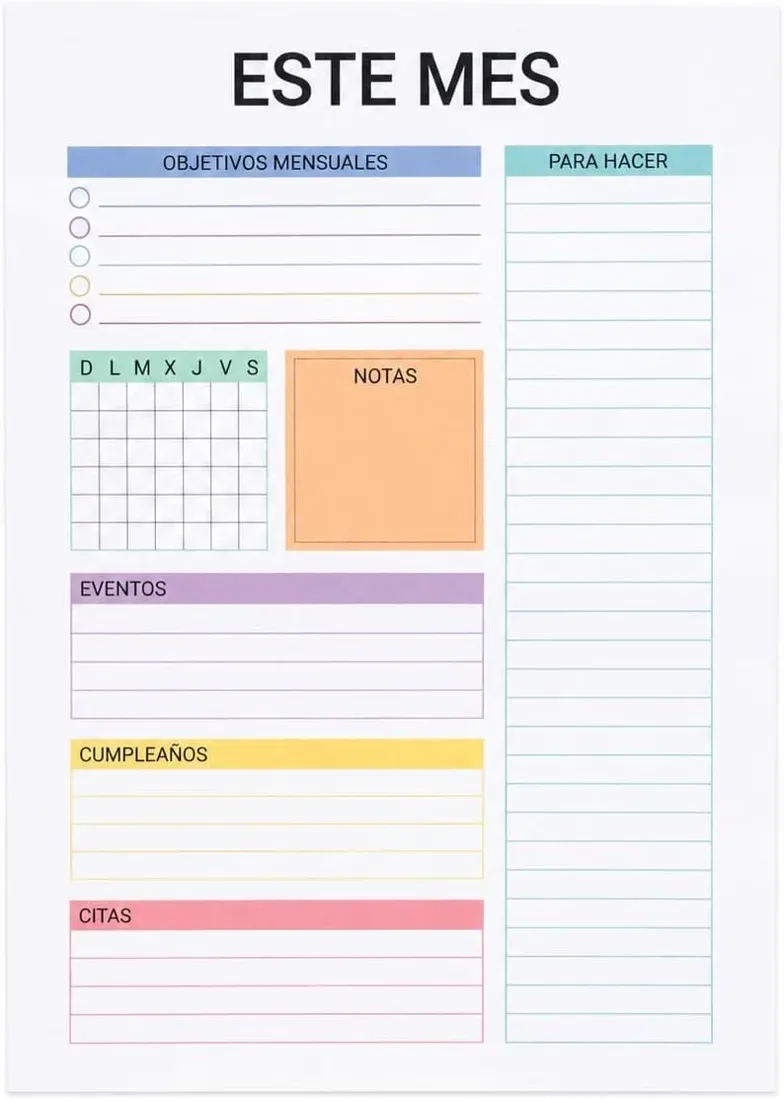 «Este mes» monthly notepad A4, 4 years