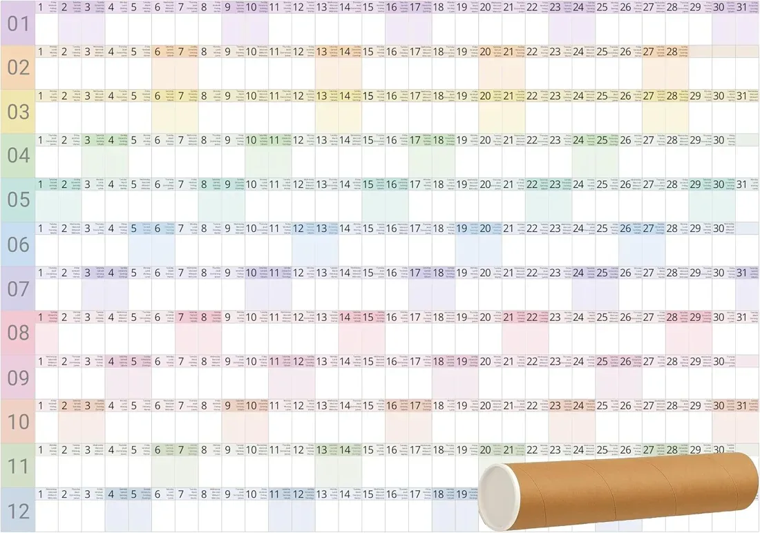Yearly wall planner A2 2027
