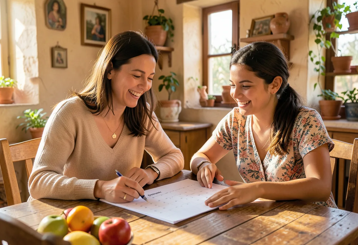 Madre e hija planifican juntas la semana