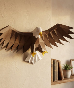 3D Eagle Wall Art Papercraft, Polygonal Bird Figure for Assembly – DIY Geometric Sculpture, Unique Home Decor for Creative Workspace - Mi tienda