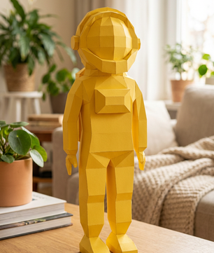 3D polygonal paper astronaut figure for assembly 51 x 18 x 14 – decorative papercraft DIY kit, modern geometric sculpture for table or shelf - Mi tienda