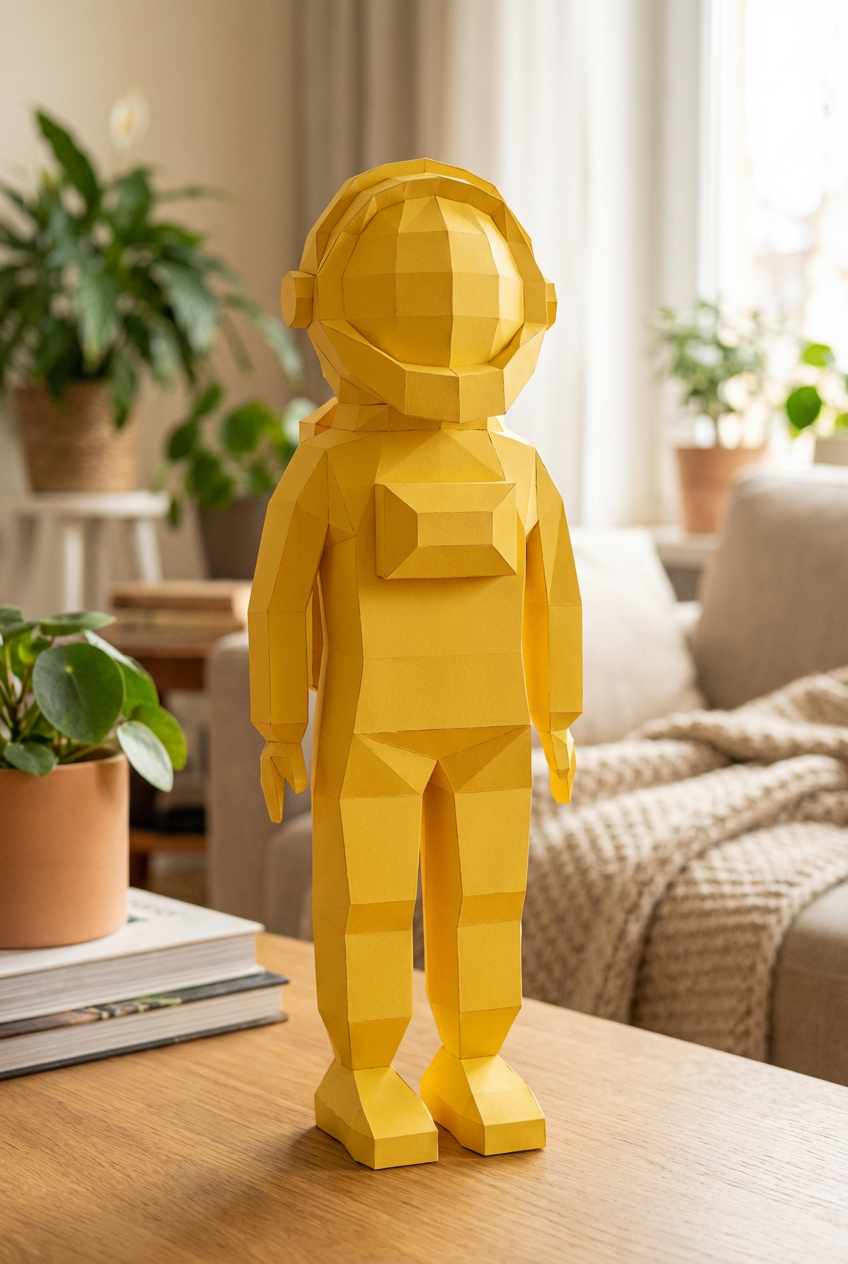 3D polygonal paper astronaut figure for assembly 51 x 18 x 14 – decorative papercraft DIY kit, modern geometric sculpture for table or shelf - Mi tienda