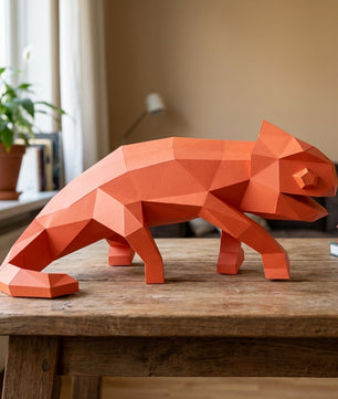 Chameleon Paper Sculpture - 34cm Large Lizard Decor - Low Poly Geometric Animal - 3D Papercraft Art - Modern Office Desk Decor - Reptile Gift - Mi tienda