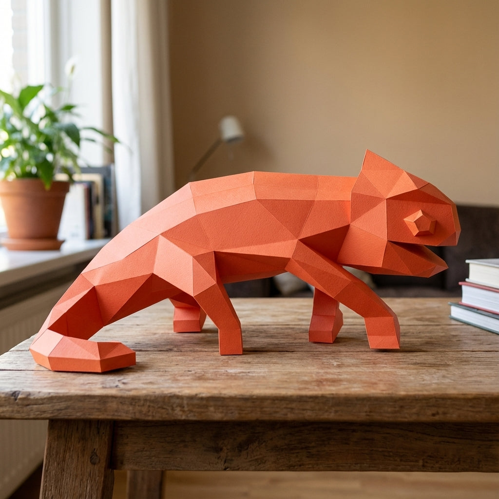 Chameleon Paper Sculpture - 34cm Large Lizard Decor - Low Poly Geometric Animal - 3D Papercraft Art - Modern Office Desk Decor - Reptile Gift - Mi tienda