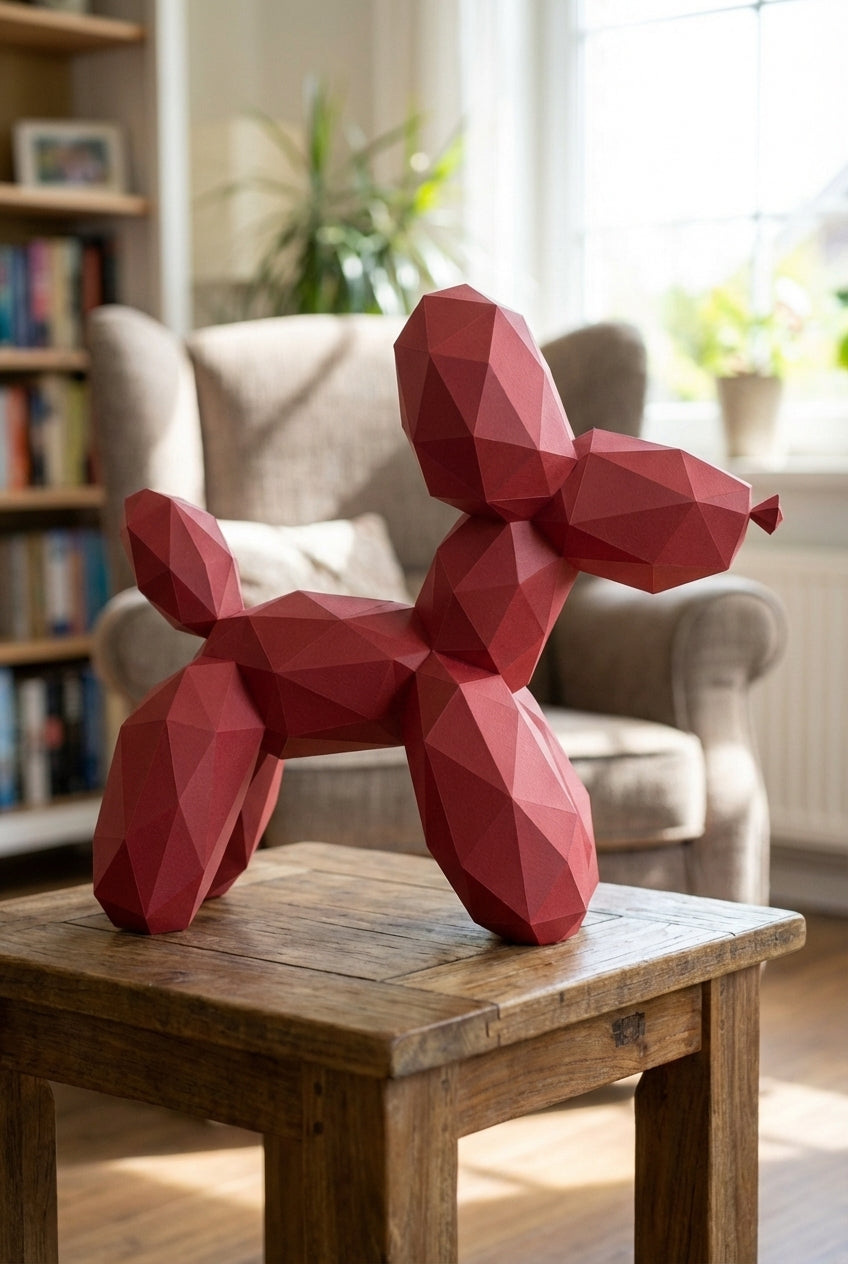 Papercraft 3D volumetric balloon dog polygonal paper figure for assembly 56x20x15 – papercraft DIY craft, sculptural cardboard balloon dog for modern home decoration - Mi tienda