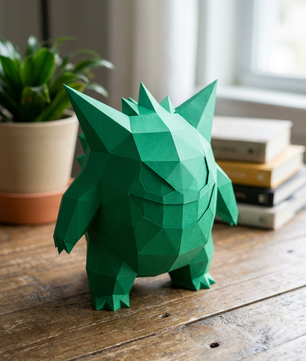 3D polygonal paper Gengar figure for assembly 27 x 33 x 32 – decorative papercraft DIY kit, modern geometric sculpture - Mi tienda