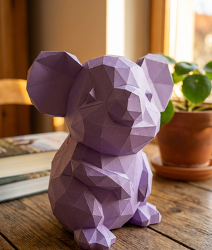3D polygonal paper mouse for assembly 25 x 30 x 24 – decorative papercraft DIY kit, modern cardboard sculpture, geometric home decoration - Mi tienda