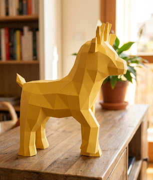 Ciervo pequeño 3D, figura de papel poligonal para ensamblar 42x32x11 – Manualidad DIY, ciervo de cartón escultórico para decoración de pared moderna