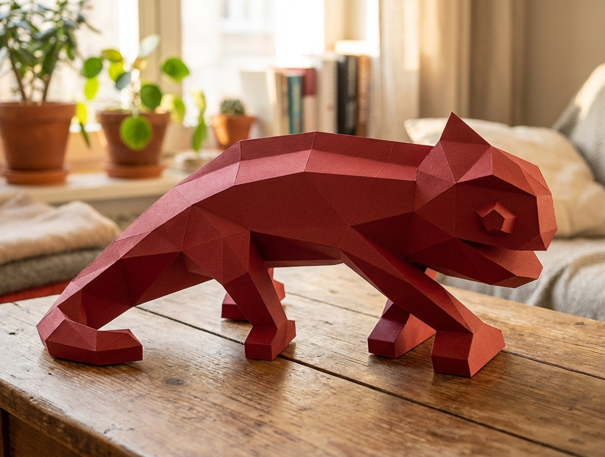 Chameleon Paper Sculpture - 34cm Large Lizard Decor - Low Poly Geometric Animal - 3D Papercraft Art - Modern Office Desk Decor - Reptile Gift - Mi tienda