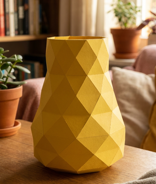 Jarrón de papel decorativo 3D 21 x 16 x 17 – recipiente poligonal para ensamblar, manualidad DIY, papel de 180 g, decoración moderna para el hogar