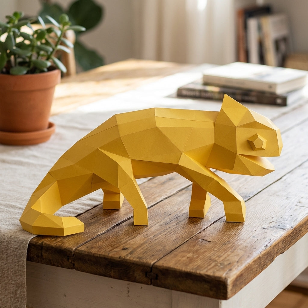 Chameleon Paper Sculpture - 34cm Large Lizard Decor - Low Poly Geometric Animal - 3D Papercraft Art - Modern Office Desk Decor - Reptile Gift - Mi tienda