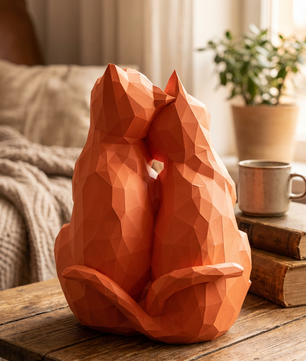 Figura constructor gatos poligonales de papel, manualidad 3D para montar 35x29x26 — PaperCraft DIY, figura de cartón para decoración del hogar