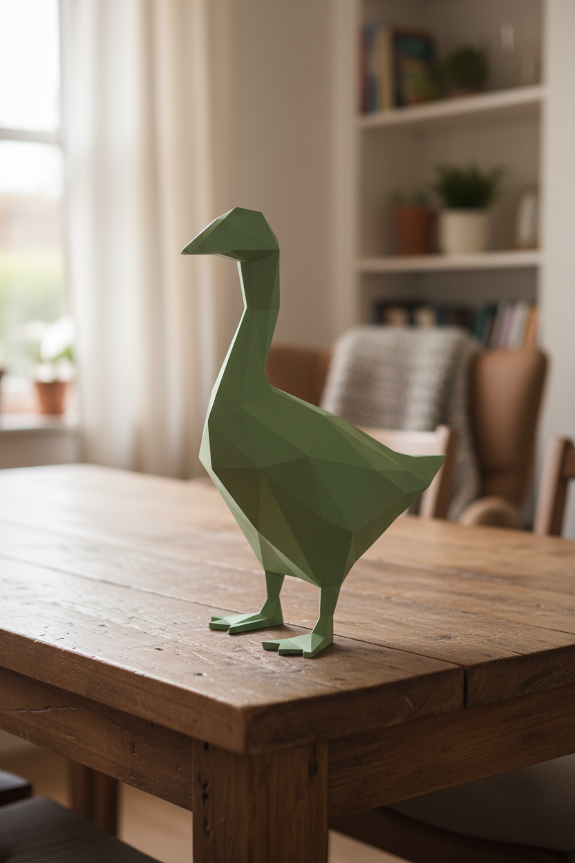 Figura constructor ganso poligonal de papel, manualidad 3D para montar 14x32x23 — PaperCraft DIY