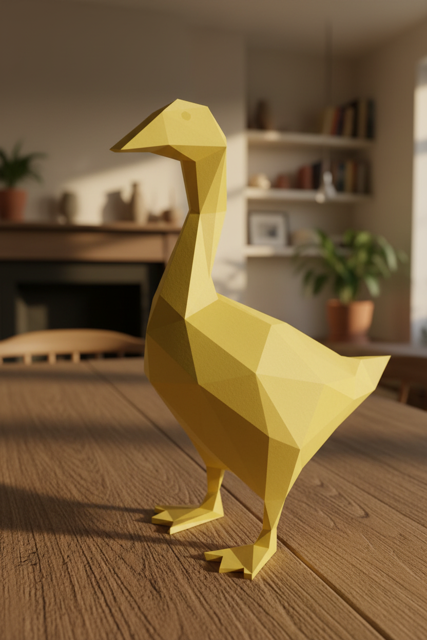 Figura constructor ganso poligonal de papel, manualidad 3D para montar 14x32x23 — PaperCraft DIY