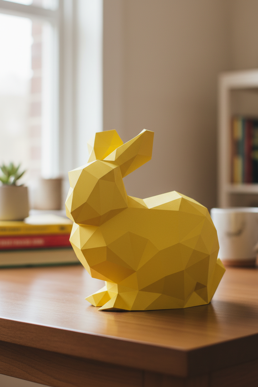 Figura constructor conejo poligonal de papel, manualidad 3D para montar 24X24X19 — PaperCraft DIY, figura de cartón para decoración del hogar
