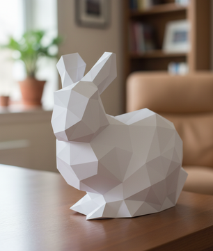 Figura constructor conejo poligonal de papel, manualidad 3D para montar 24X24X19 — PaperCraft DIY, figura de cartón para decoración del hogar