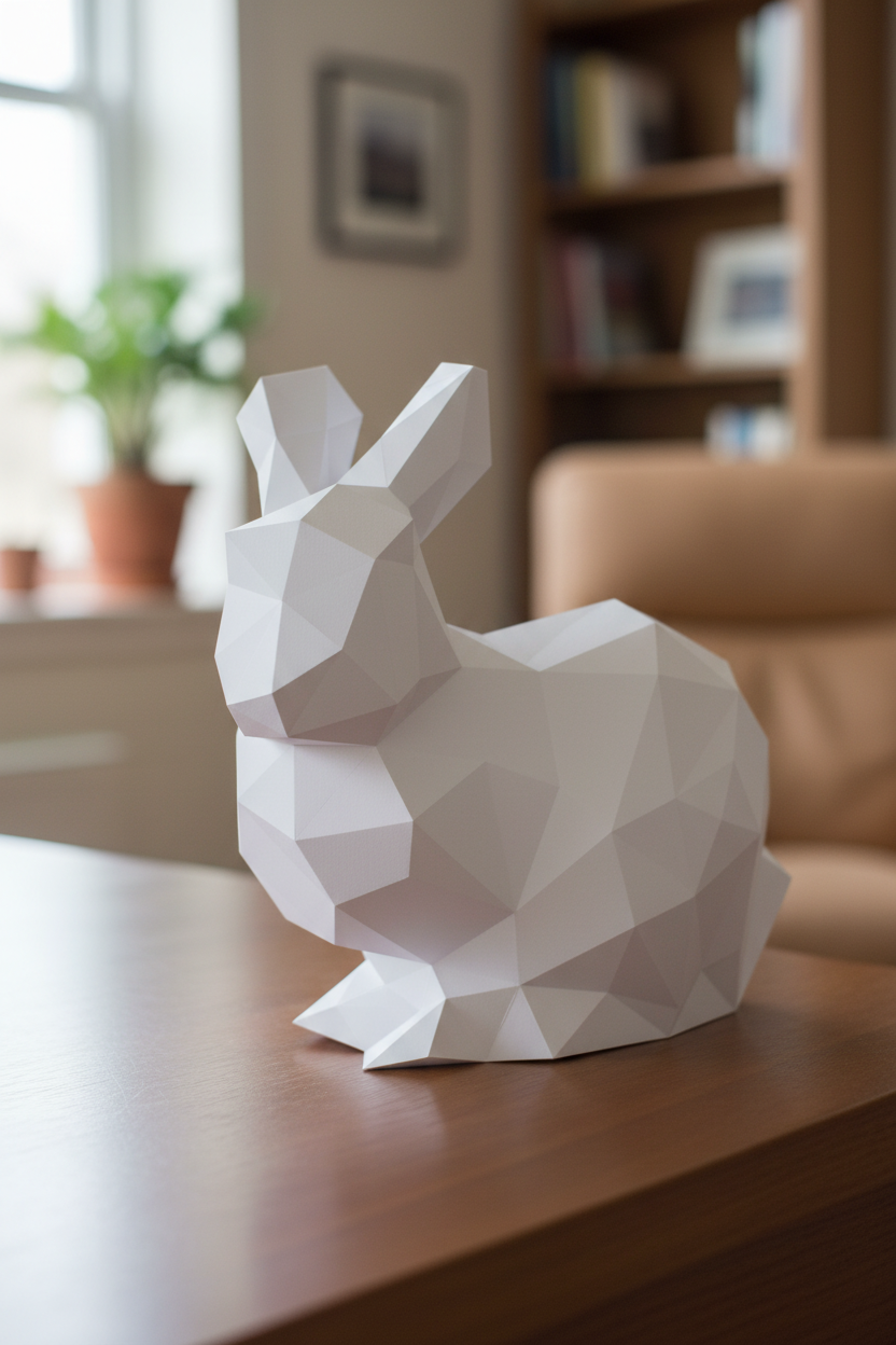 Figura constructor conejo poligonal de papel, manualidad 3D para montar 24X24X19 — PaperCraft DIY, figura de cartón para decoración del hogar