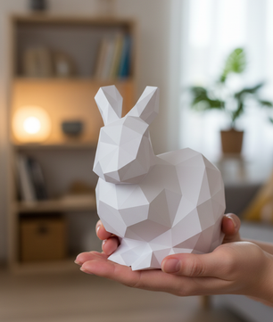 Figura constructor conejo poligonal de papel, manualidad 3D para montar 24X24X19 — PaperCraft DIY, figura de cartón para decoración del hogar