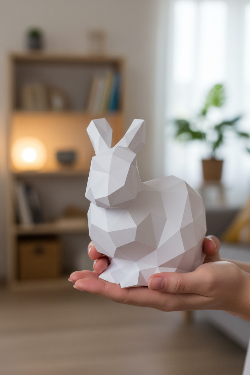 Figura constructor conejo poligonal de papel, manualidad 3D para montar 24X24X19 — PaperCraft DIY, figura de cartón para decoración del hogar