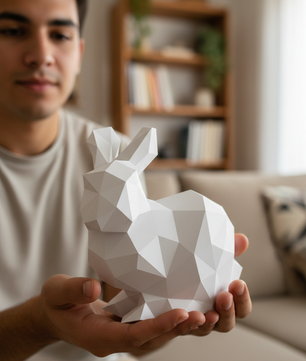 Figura constructor conejo poligonal de papel, manualidad 3D para montar 24X24X19 — PaperCraft DIY, figura de cartón para decoración del hogar