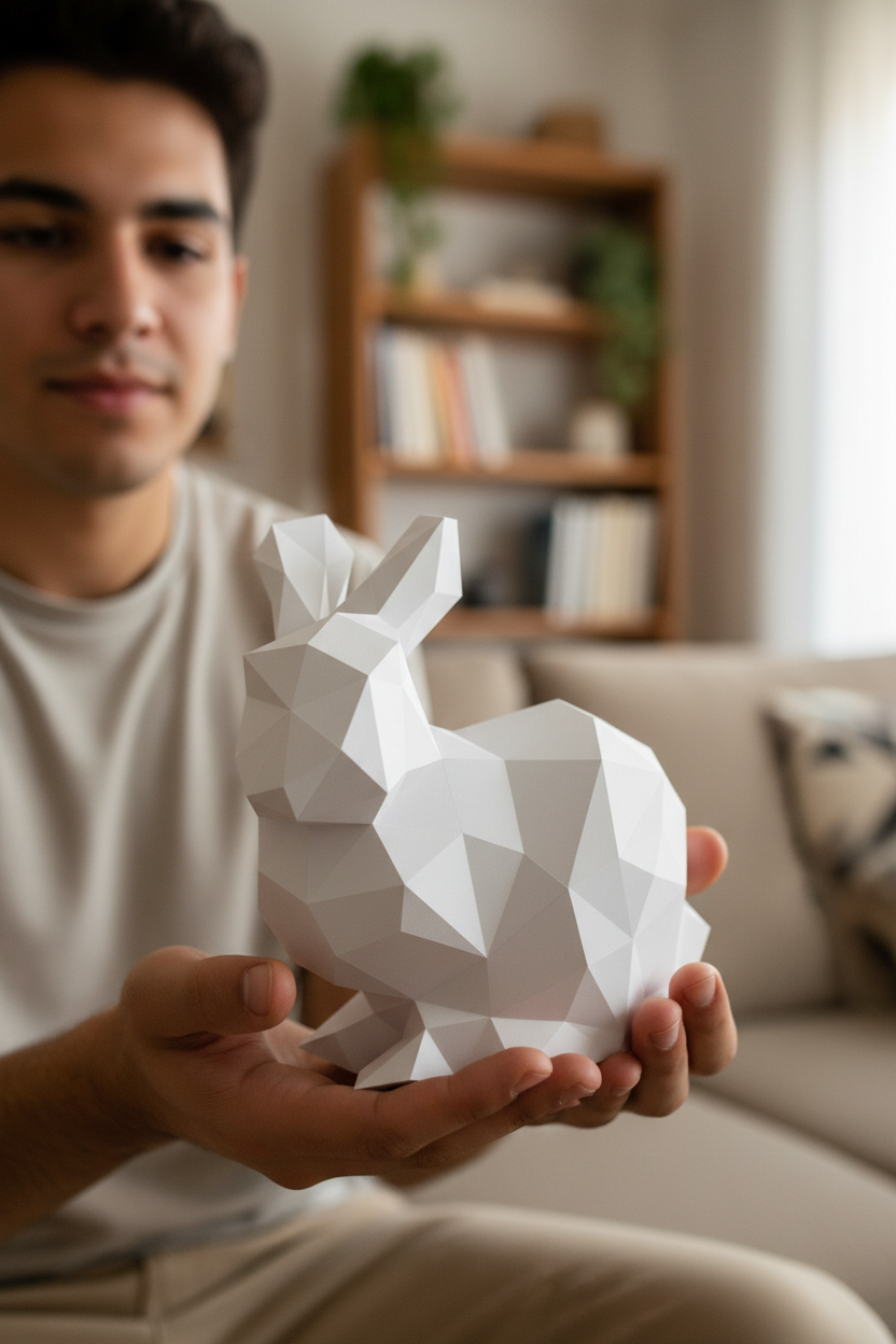 Figura constructor conejo poligonal de papel, manualidad 3D para montar 24X24X19 — PaperCraft DIY, figura de cartón para decoración del hogar