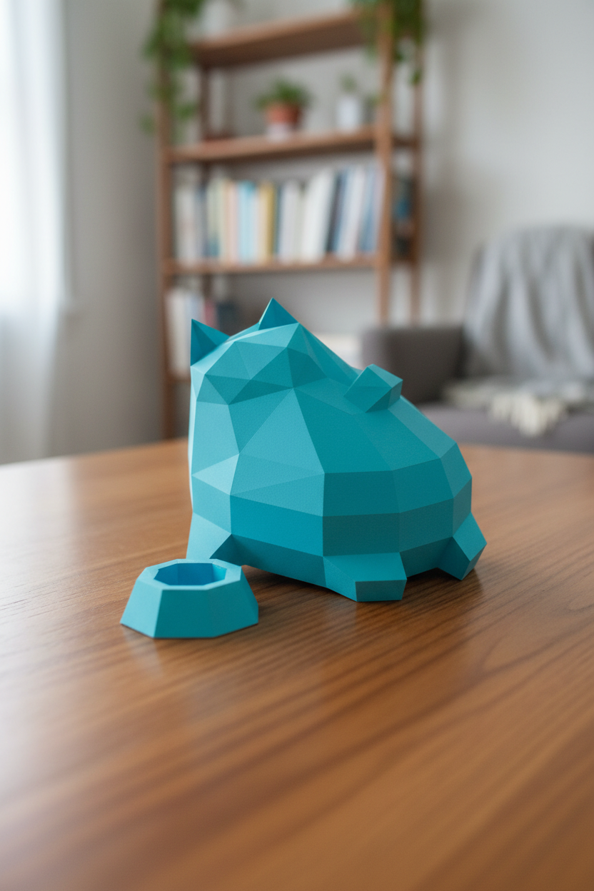 Polygonal paper cat builder figure in fun style, 3D craft for assembly 30 x 25 x 19 – papercraft DIY - Mi tienda