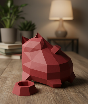 Polygonal paper cat builder figure in fun style, 3D craft for assembly 30 x 25 x 19 – papercraft DIY - Mi tienda