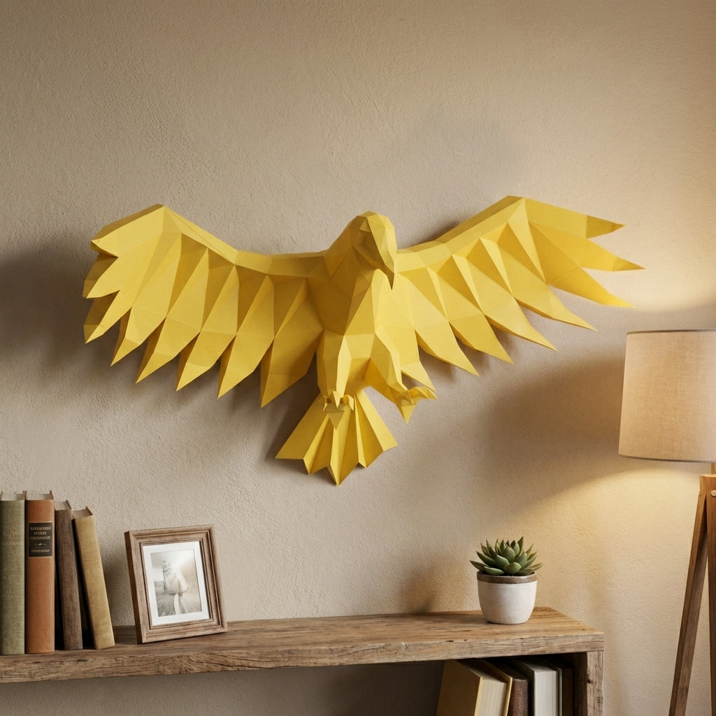 3D Eagle Wall Art Papercraft, Polygonal Bird Figure for Assembly – DIY Geometric Sculpture, Unique Home Decor for Creative Workspace - Mi tienda