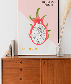 Dragon fruit illustration with modern minimalistic design and pastel background - Mi tienda