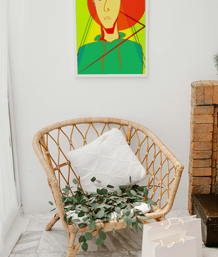 Colorful abstract portrait of a man with geometric shapes and bright background - Mi tienda