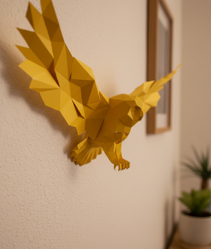 Figura decorativa: búho poligonal de papel con alas desplegadas 75x36x35, manualidades 3D para montar — PaperCraft DIY