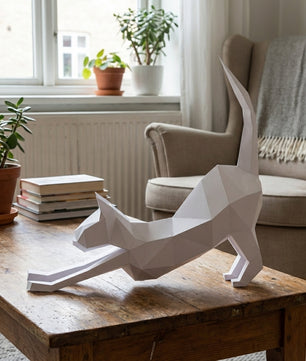 Discover our stretching cat 3D papercraft kit — a creative paper project for mindful breaks and modern home accents. This hand-assembled polygonal feline adds a quirky touch to your office - Mi tienda