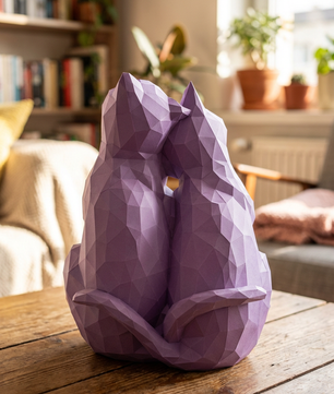 Figura constructor gatos poligonales de papel, manualidad 3D para montar 35x29x26 — PaperCraft DIY, figura de cartón para decoración del hogar