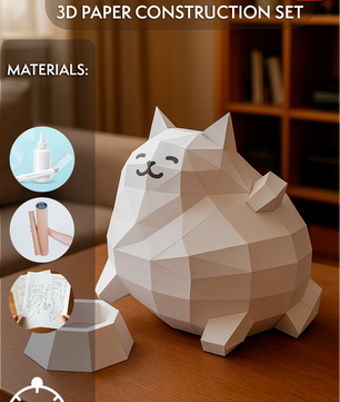 PaperCraft Gato poligonal de papel, figura decorativa, manualidades 3D para montar DIY