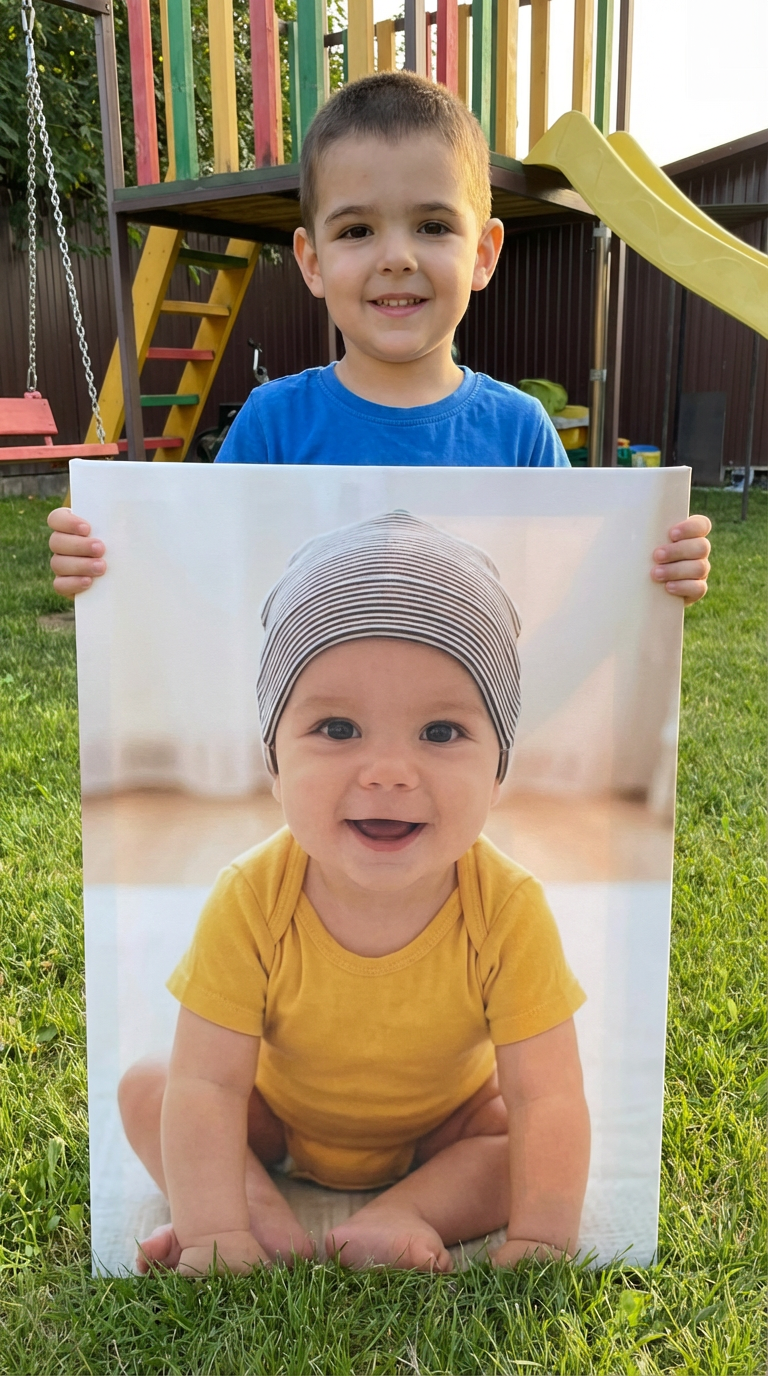Cuadros personalizados de fotos de niños en lienzo –  premium
