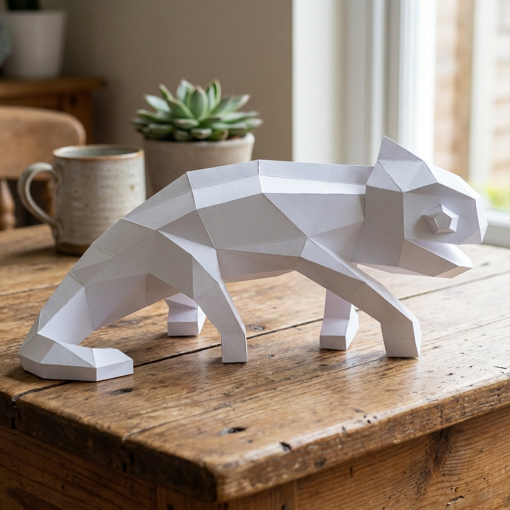 Chameleon Paper Sculpture - 34cm Large Lizard Decor - Low Poly Geometric Animal - 3D Papercraft Art - Modern Office Desk Decor - Reptile Gift - Mi tienda
