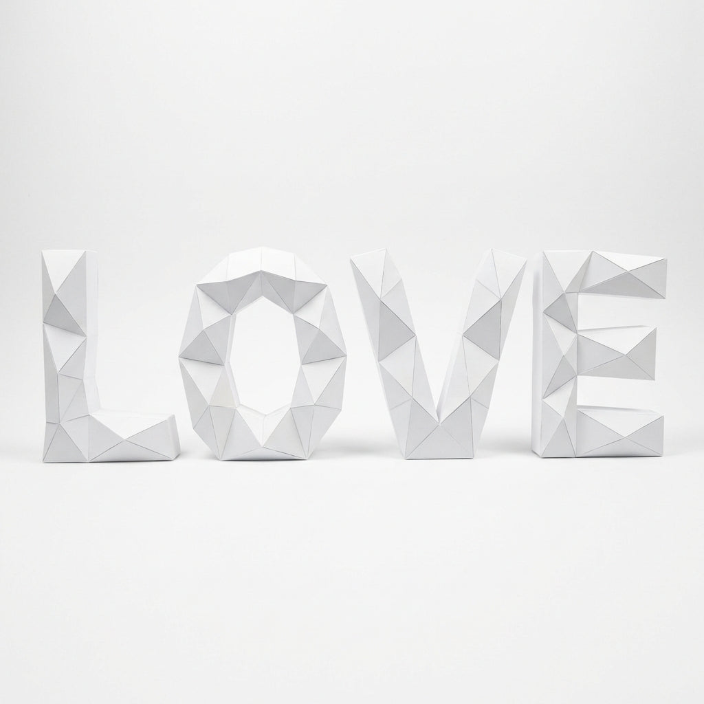 Giant LOVE 3D Papercraft Kit – 50cm Large BIG Geometric Sculpture for Home & Events (Uncut Paper in Tube) - Mi tienda