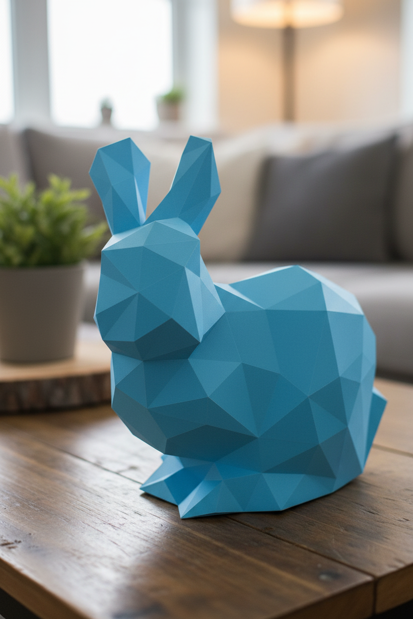 Figura constructor conejo poligonal de papel, manualidad 3D para montar 24X24X19 — PaperCraft DIY, figura de cartón para decoración del hogar