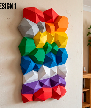 Modern 3D Papercraft Wall Panel - Geometric Low Poly Art Decor - Large DIY Sculpture for Living Room & Office (53cm) - Mi tienda